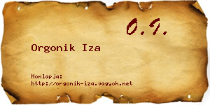 Orgonik Iza névjegykártya